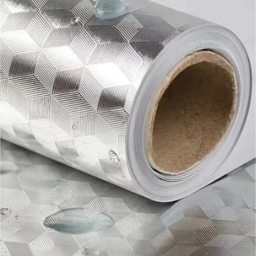 Silver metallic look contact paper countertops walls heat resistant set of 8